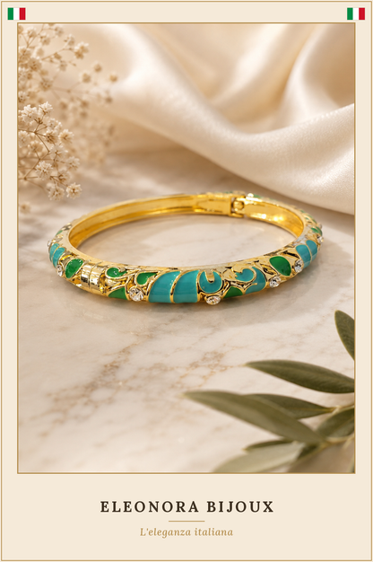 Bracelet jonc doré émaillé Turquoise
