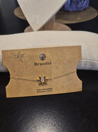 Bracelet Lotus doré en acier inoxydable - vue produit
