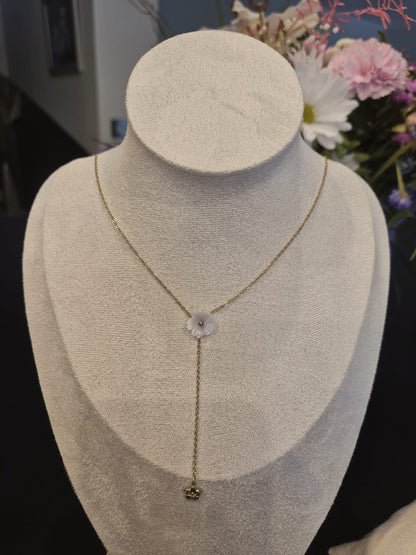 Collier Y Fleur Nacre doré - vue produit