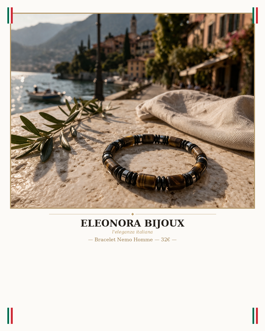 Bracelet Nemo Homme en Obsidienne Noire et Œil de Tigre