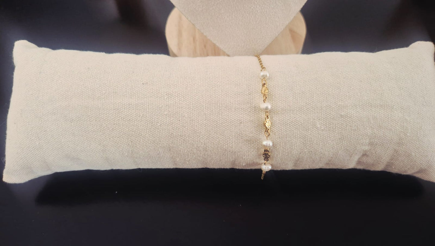 Bracelet Perles Doré en Acier Inoxydable