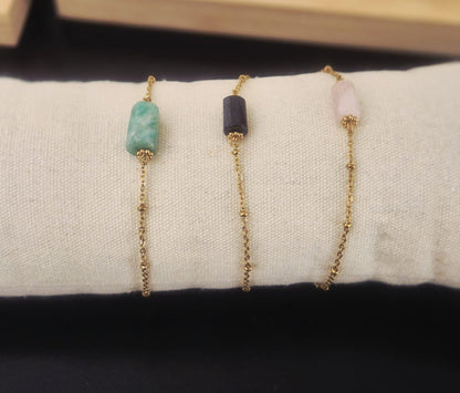 Bracelet Cléa doré en Quartz Rose