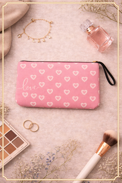 💗 Pochette Love Rose à Cœurs